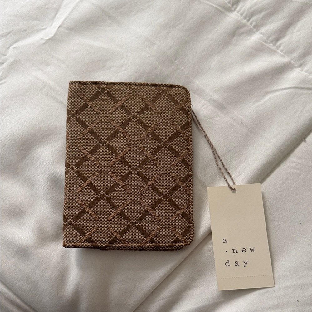 a new day Brown Textured Geometric Passport Holder